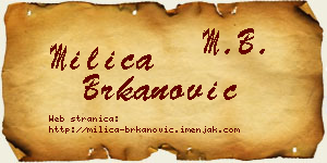 Milica Brkanović vizit kartica